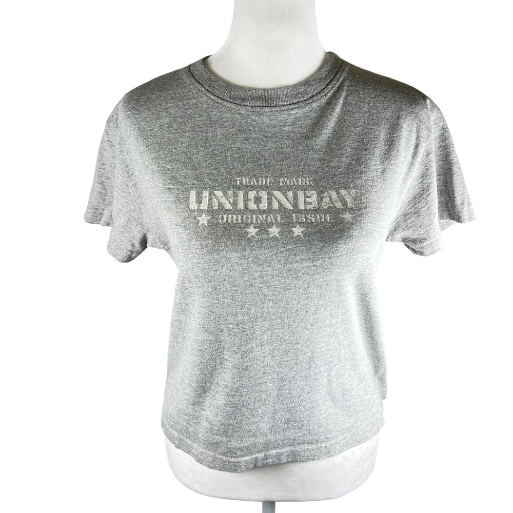 UNIONBAY Graphic Baby‎ Tee T Shirt Gray Short Sleeve 90s Y2K Size Medium